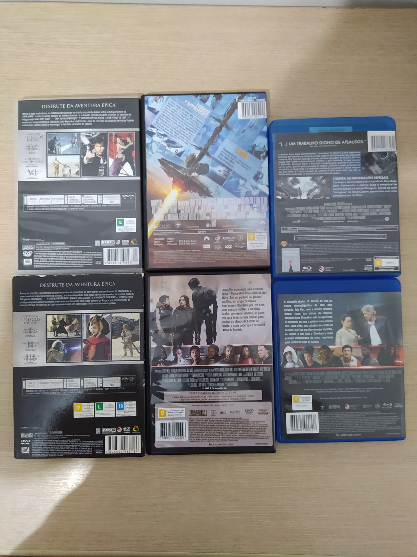 Dvd Blu Ray Lote Star Wars Com 8 Dvds e 2 Blu Rays