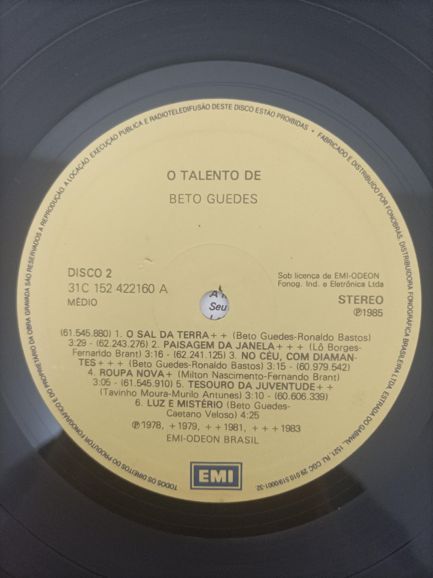 Lp Vinil Beto Guedes O Talento de Duplo Com Encarte