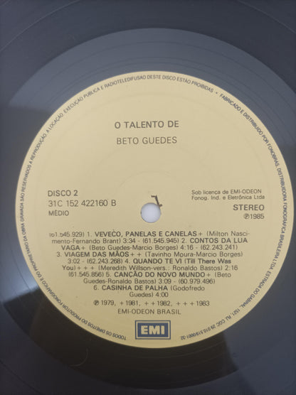 Lp Vinil Beto Guedes O Talento de Duplo Com Encarte