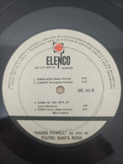 Lp Vinil Baden Powell Ao Vivo No Teatro Santa Rosa C Encarte