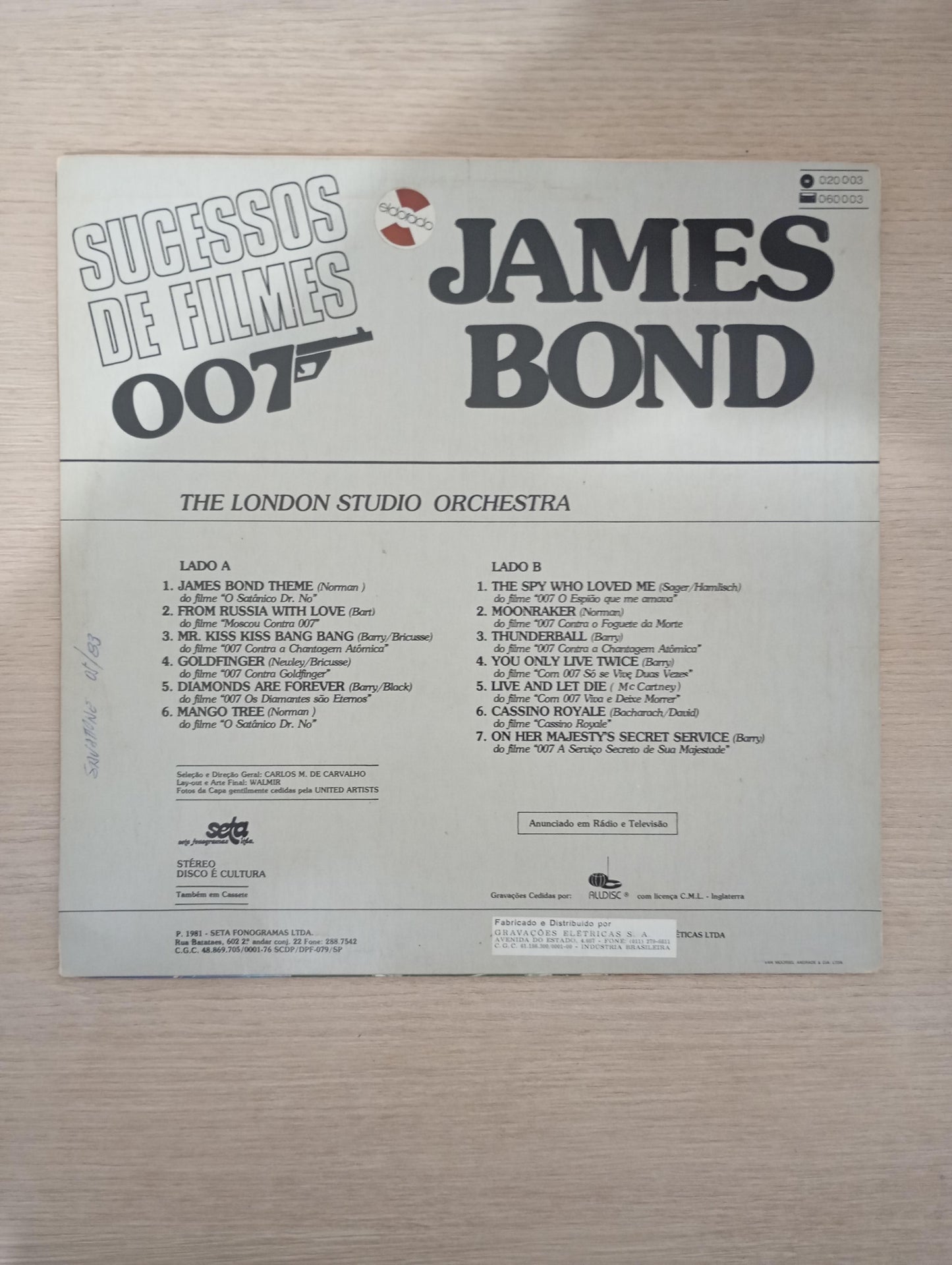 Lp Vinil London Studio Orchestra Sucessos James Bond 007