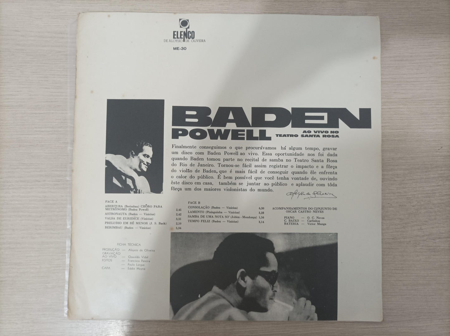 Lp Vinil Baden Powell Ao Vivo No Teatro Santa Rosa C Encarte