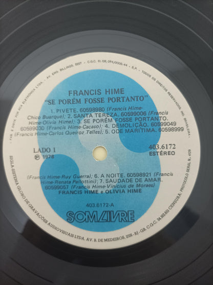 Lp Vinil Francis Hime Se Porém Fosse Portanto Com Encarte