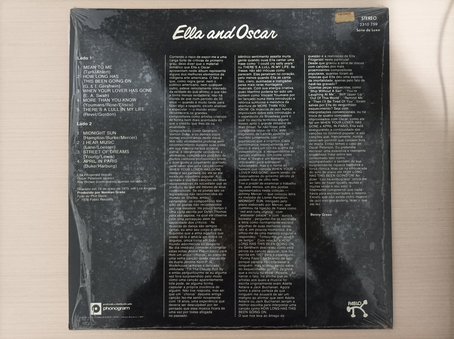 Lp Vinil Ella Fitzgerald & Oscar Peterson Ella and Oscar